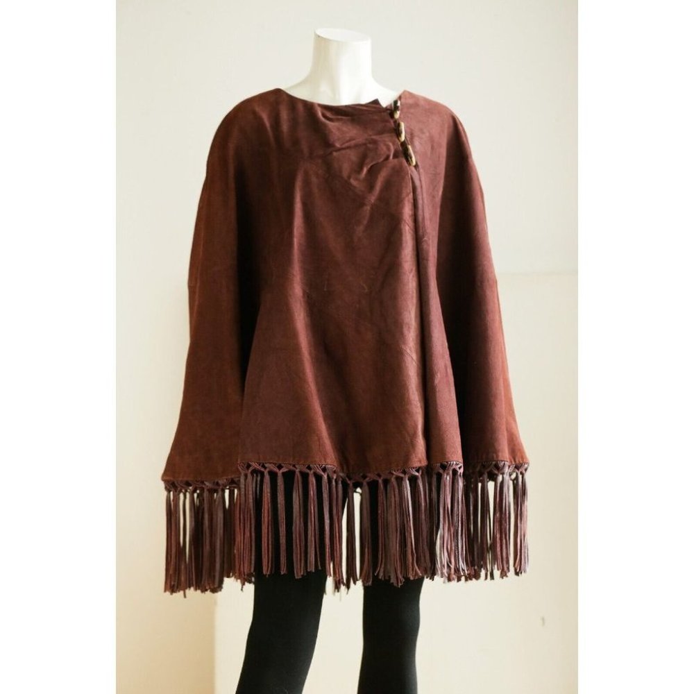 Terry Lewis Classic Luxuries Brown Suede Fringe Cape